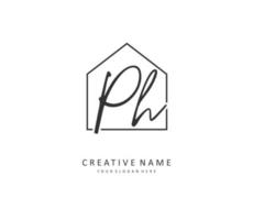 p h ph eerste brief handschrift en handtekening logo. een concept handschrift eerste logo met sjabloon element. vector