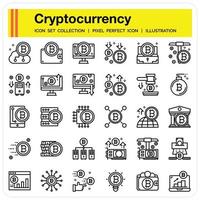 cryptocurrency overzicht pictogramserie vector