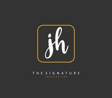 j h jh eerste brief handschrift en handtekening logo. een concept handschrift eerste logo met sjabloon element. vector