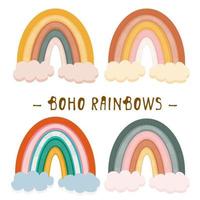 boho clipart voor kinderkamerdecoratie met schattige regenbogen. perfect voor babyshower, verjaardag, kinderfeestje vector