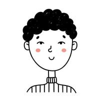 schattig portret van gelukkig jong jongen geïsoleerd Aan wit achtergrond. tekenfilm karakter. vector hand getekend illustratie in tekening stijl. perfect voor sociaal media, avatars, logo, divers ontwerpen.