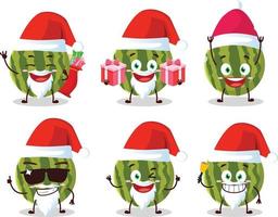 de kerstman claus emoticons met watermeloen tekenfilm karakter vector