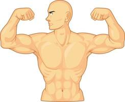 bodybuilder buigen arm biceps spier cartoon vector tekening geïsoleerd