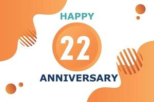22 jaren verjaardag viering meetkundig logo ontwerp met oranje blauw en wit kleur aantal Aan wit achtergrond sjabloon vector