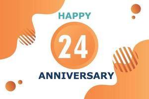 24 jaren verjaardag viering meetkundig logo ontwerp met oranje blauw en wit kleur aantal Aan wit achtergrond sjabloon vector