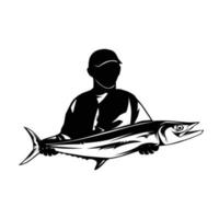 visvangst silhouet logo ontwerp. vis logo illustratie vector