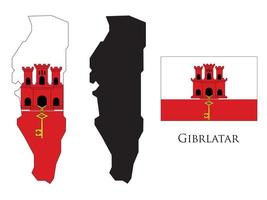 Gibraltar vlag en kaart illustratie vector