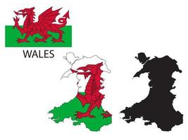 Wales vlag en kaart illustratie vector