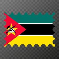 port postzegel met Mozambique vlag. vector illustratie.