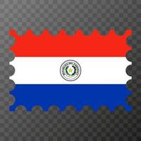 port postzegel met Paraguay vlag. vector illustratie.