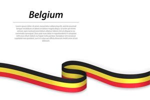 golvend lint of banier met vlag van belgië. sjabloon voor onafhankelijkheid dag vector
