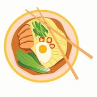 traditioneel Japans ramen kom.vector hand- getrokken illustratie. vector