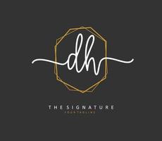 d h dh eerste brief handschrift en handtekening logo. een concept handschrift eerste logo met sjabloon element. vector