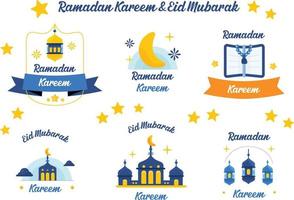 vector illustratie van Ramadan en eid mubarak pictogrammen. geschikt voor achtergrond, sticker, kaart, enz