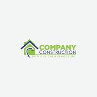 bedrijf integriteit bouw bad en keuken verbouwing logo met dak en wastafel douche vector
