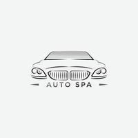 auto spa auto detail en auto wassen logo met gemakkelijk auto schets vector