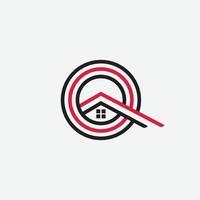 q vorm huis vernieuwing logo concept vector