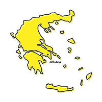 gemakkelijk schets kaart van Griekenland met hoofdstad plaats vector