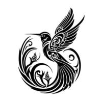 tribal vliegend kolibrie. sier- ontwerp voor logo, teken, embleem, t-shirt, borduurwerk, bouwen, tatoeëren, sublimatie. vector