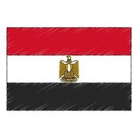 hand- getrokken schetsen vlag van Egypte. tekening stijl icoon vector