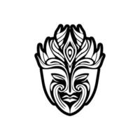 vector tatoeëren schetsen van een zwart en wit polynesisch god masker.