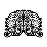 schets vector tatoeëren van een polynesisch god masker, in zwart en wit.