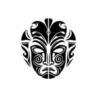 zwart en wit vector tatoeëren schetsen van een polynesisch godheid masker.