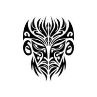 vector tatoeëren schetsen van een zwart en wit polynesisch god masker.