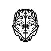 vector.stijl zwart en wit tatoeëren van een polynesisch god masker schetsen. vector