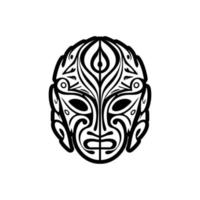 vector zwart en wit tatoeëren schetsen van een polynesisch god masker.