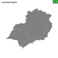 hoog kwaliteit kaart zuidoosten regio van Brazilië, met borders vector