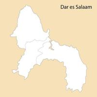 hoog kwaliteit kaart van dar es salaam is een regio van Tanzania vector