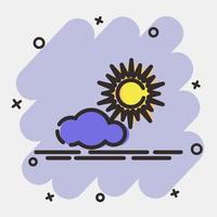 icoon gedeeltelijk zonnig. weer elementen symbool. pictogrammen in grappig stijl. mooi zo voor afdrukken, web, smartphone app, affiches, infografieken, logo, teken, enz. vector