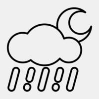 icoon regenachtig nacht. weer elementen symbool. pictogrammen in lijn stijl. mooi zo voor afdrukken, web, smartphone app, affiches, infografieken, logo, teken, enz. vector