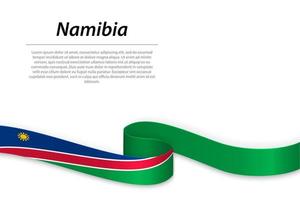 golvend lint of banier met vlag van Namibië vector