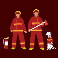 brand bescherming items en brandweerman gekleed in helm en bescherming set. sommige brandweerman s hulpmiddelen. professioneel brandweerman s uitrusting vector