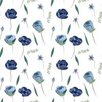 elegant teder modieus patroon in kleinschalig bloem. millefleurs. vrijheid stijl. bloemen naadloos Aan blauw achtergrond voor textiel, Mannen dragen, katoen kleding stof, dekt, achtergronden, afdrukken, vector