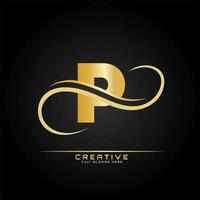 brief eerste luxueus logo sjabloon. logo gouden concept. brief logo met gouden luxe kleur en monogram ontwerp. vector