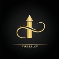 brief eerste luxueus logo sjabloon. logo gouden concept. brief logo met gouden luxe kleur en monogram ontwerp. vector