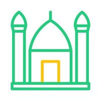 moskee icoon duokleur groen geel stijl Ramadan illustratie vector element en symbool perfect.