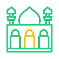 moskee icoon duokleur groen geel stijl Ramadan illustratie vector element en symbool perfect.