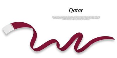 golvend lint of banier met vlag van qatar. vector