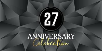 27 jaar verjaardag viering logo ontwerp wit en goud kleur Aan elegant zwart achtergrond vector kunst abstract achtergrond vector