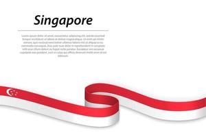 zwaaiend lint of spandoek met vlag van singapore vector