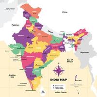 Indië kaart met omgeving borders vector