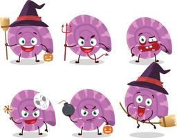 halloween uitdrukking emoticons met tekenfilm karakter van Purper clam vector