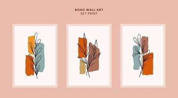 mooi midden eeuw modern muur kunst botanisch boho sjabloon vector