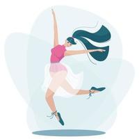 ballerina voert een danssprong uit in een delicate jurk en pointe-schoenen vector