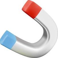 3d vector illustratie van u vormig magneet geïsoleerd Aan wit achtergrond. inbegrepen grafisch stijl. rood kleur, blauw en zilver. ontwerp elementen