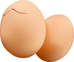 realistisch kip eieren met Aan een wit achtergrond. gebarsten of solide ei. ontwerp element. isoleren. vector, 3d illustratie. vector
